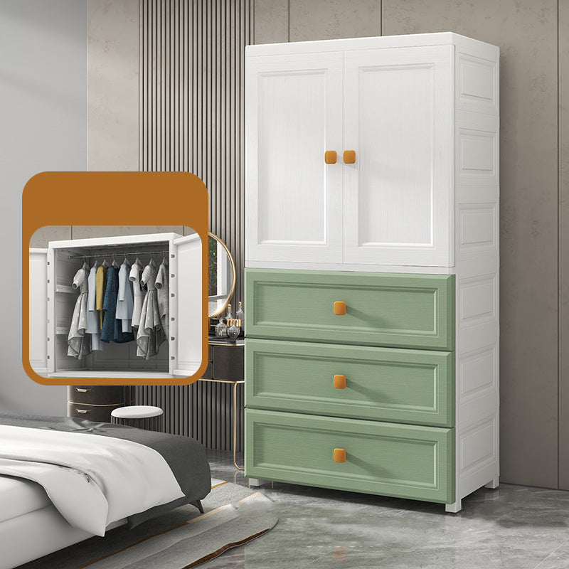 Bedroom Plastic Cabinet with Hinged Doors Matte Finish Modern Storage Cabinet
