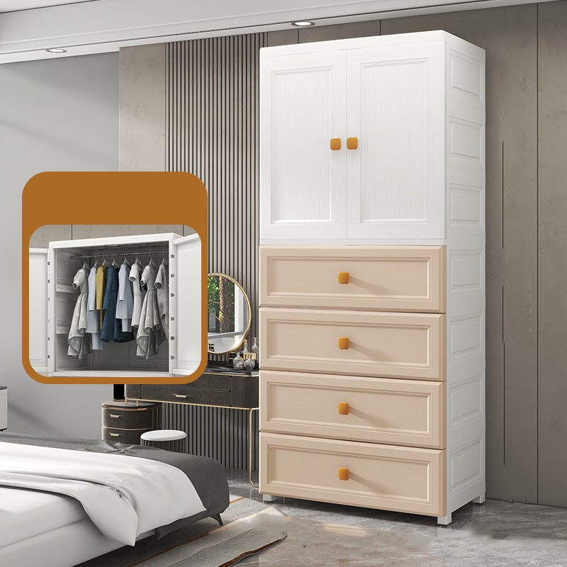 Bedroom Plastic Cabinet with Hinged Doors Matte Finish Modern Storage Cabinet