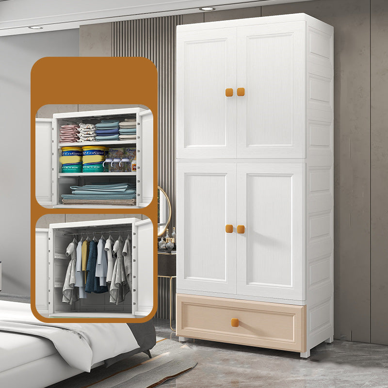 Bedroom Plastic Cabinet with Hinged Doors Matte Finish Modern Storage Cabinet