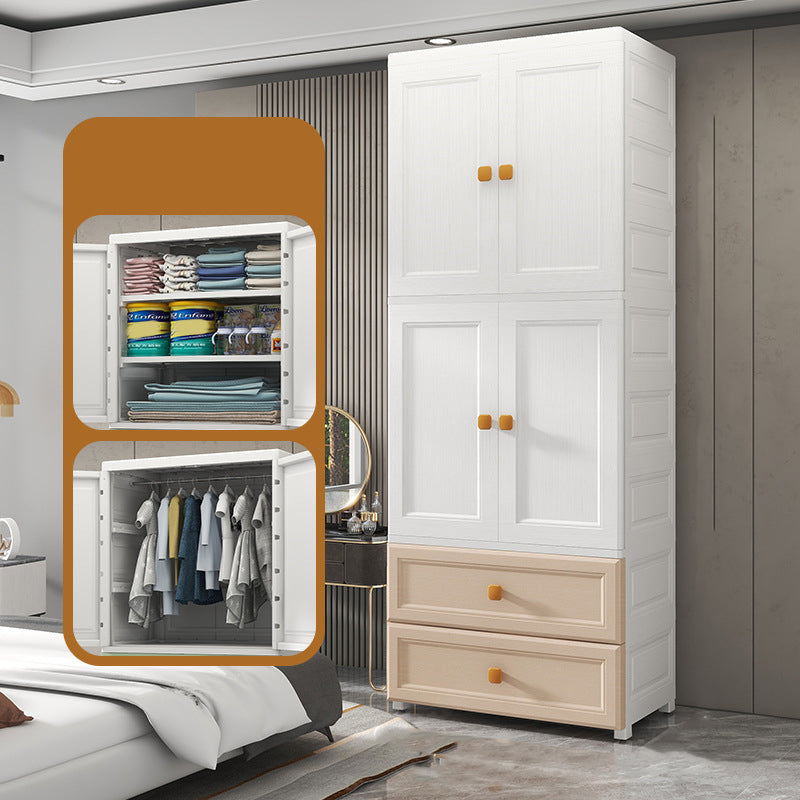 Bedroom Plastic Cabinet with Hinged Doors Matte Finish Modern Storage Cabinet