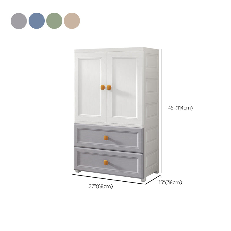 Bedroom Plastic Cabinet with Hinged Doors Matte Finish Modern Storage Cabinet