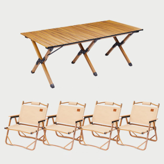Modern Brown Picnic Table Set 1/3/5 Pcs Fold and Store Picnic Set
