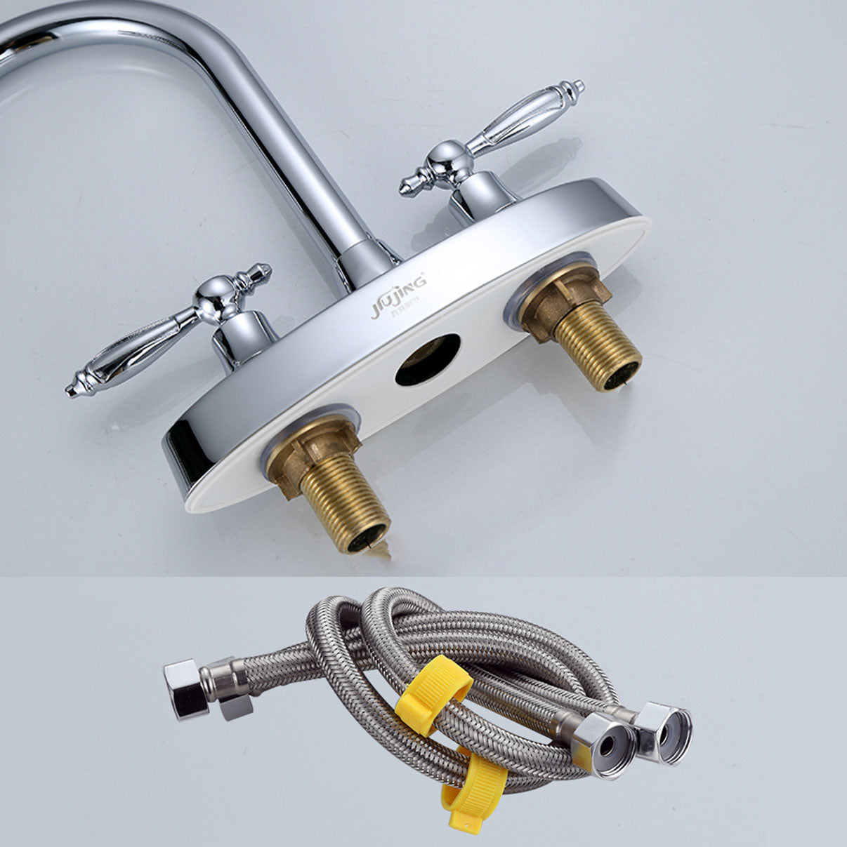 Swivel Spout Centerset Lavatory Faucet Contemporary Brass Bathroom Faucet