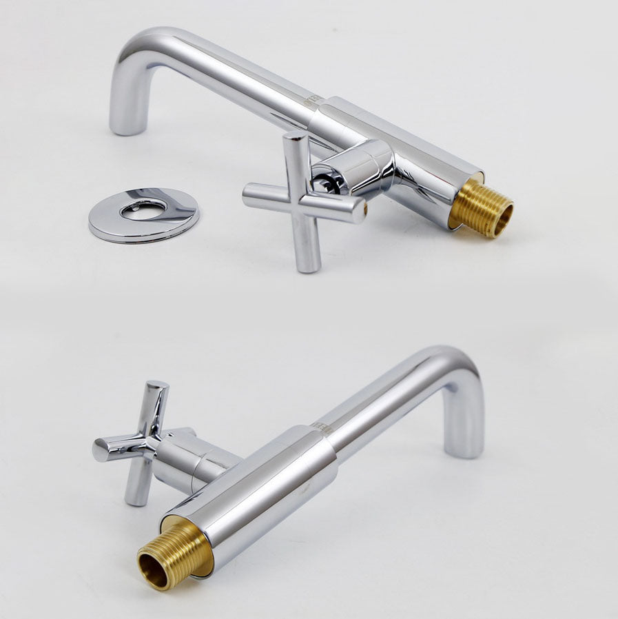 Wall Mounted Faucets Single Cross Handle Faucet for Bathroom
