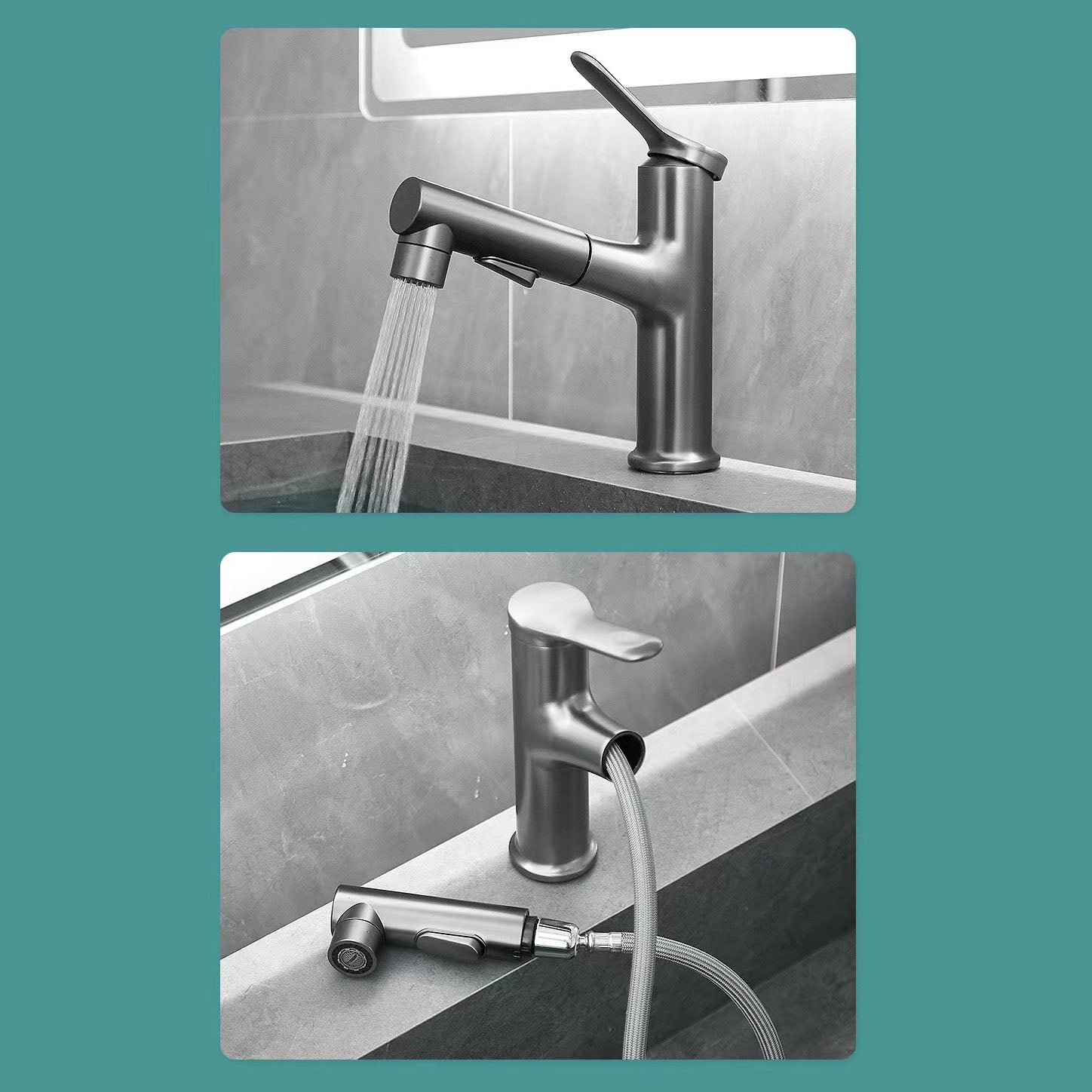 Modern Copper Sink Faucet Scratch Resistant Wide Spread Bathroom Faucet