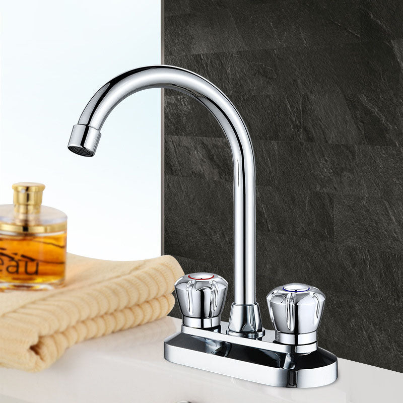 High-Arc Brass Bathroom Faucet Double Handle Vessel Sink Faucet