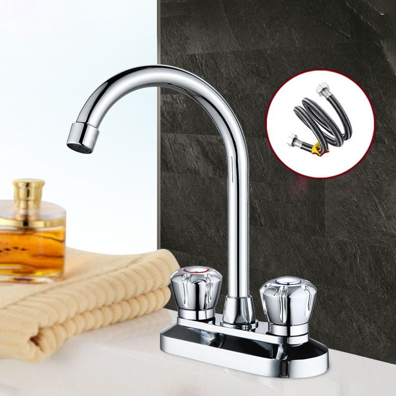 High-Arc Brass Bathroom Faucet Double Handle Vessel Sink Faucet