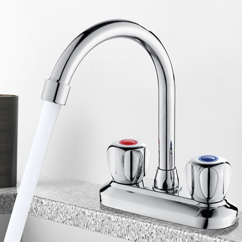 Modern Centerset Faucet Chrome 2 Knob Handles Swivel Spout Bathroom Sink Faucet