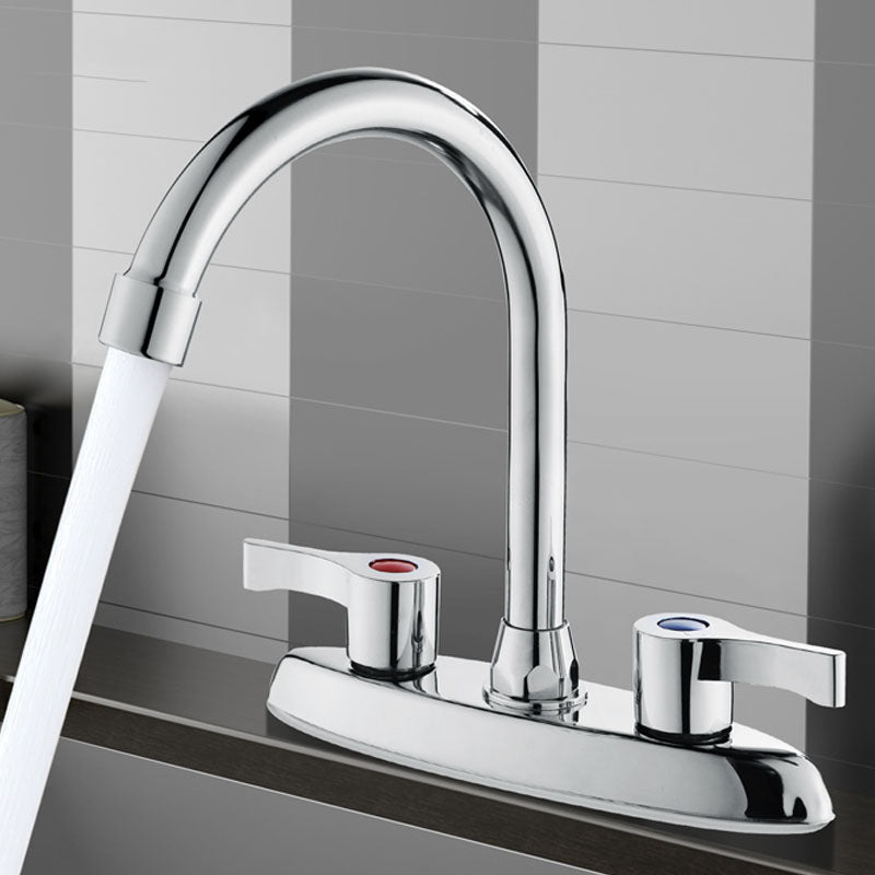 Modern Centerset Faucet Chrome 2 Knob Handles Swivel Spout Bathroom Sink Faucet