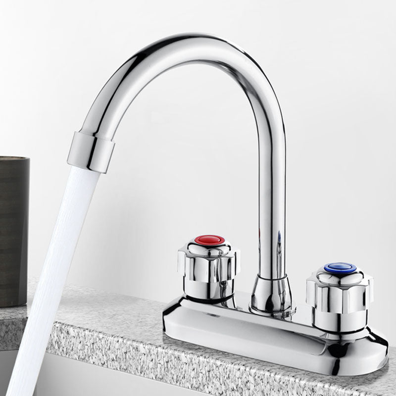 Modern Centerset Faucet Chrome 2 Knob Handles Swivel Spout Bathroom Sink Faucet
