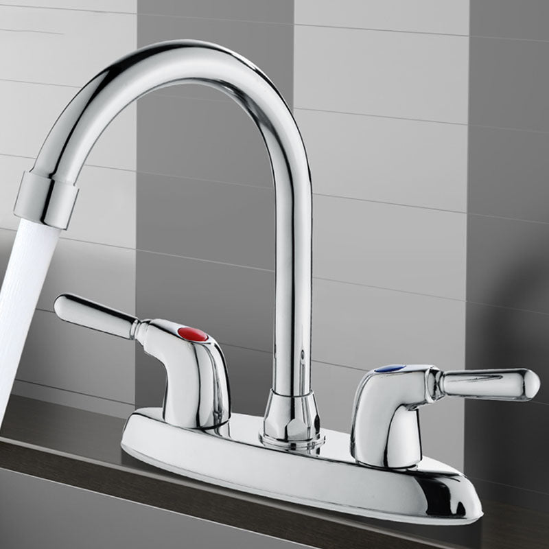 Modern Centerset Faucet Chrome 2 Knob Handles Swivel Spout Bathroom Sink Faucet