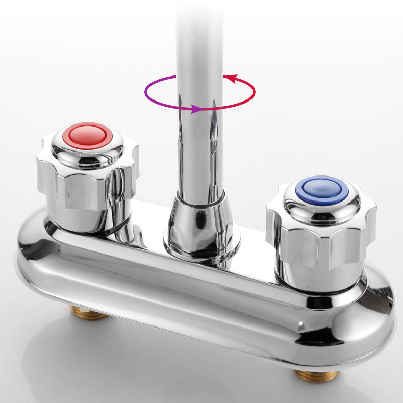 Modern Centerset Faucet Chrome 2 Knob Handles Swivel Spout Bathroom Sink Faucet