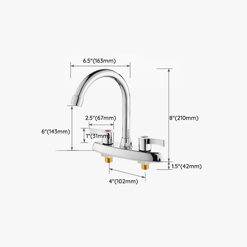 Modern Centerset Faucet Chrome 2 Knob Handles Swivel Spout Bathroom Sink Faucet