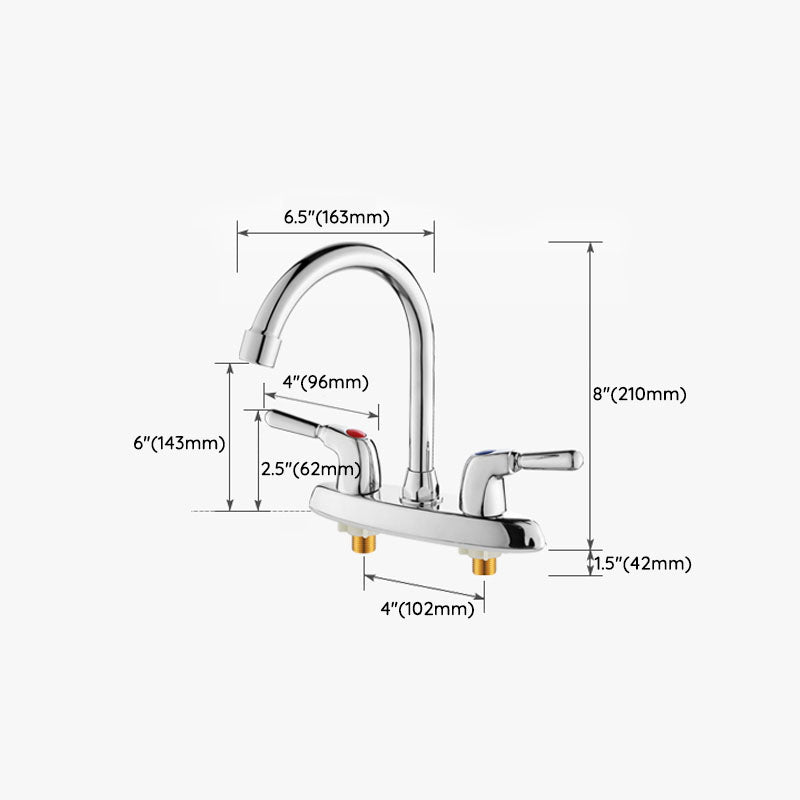 Modern Centerset Faucet Chrome 2 Knob Handles Swivel Spout Bathroom Sink Faucet