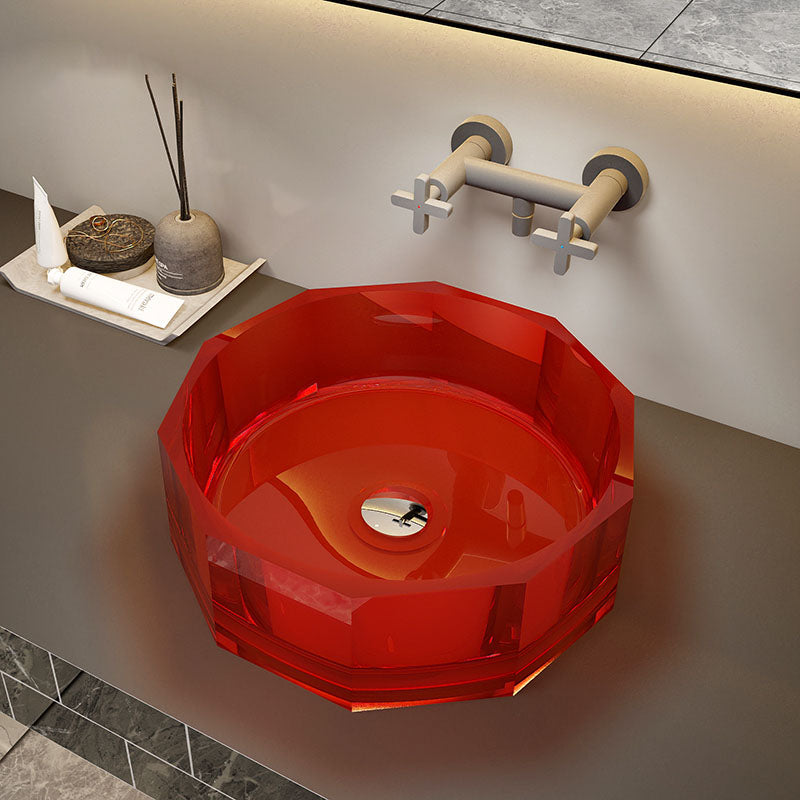 Modern Wash Stand Transparent Solid Color Resin Bathroom Sink(Not Included Faucet)