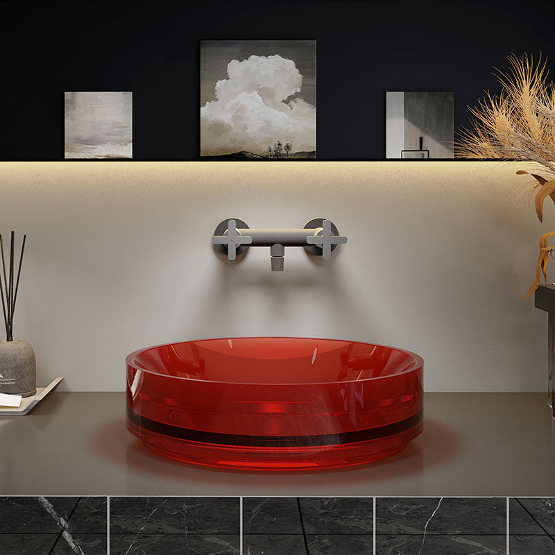 Modern Wash Stand Transparent Solid Color Resin Bathroom Sink(Not Included Faucet)