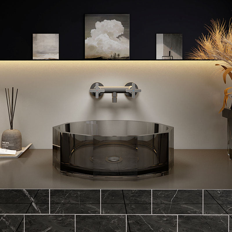 Modern Wash Stand Transparent Solid Color Resin Bathroom Sink(Not Included Faucet)