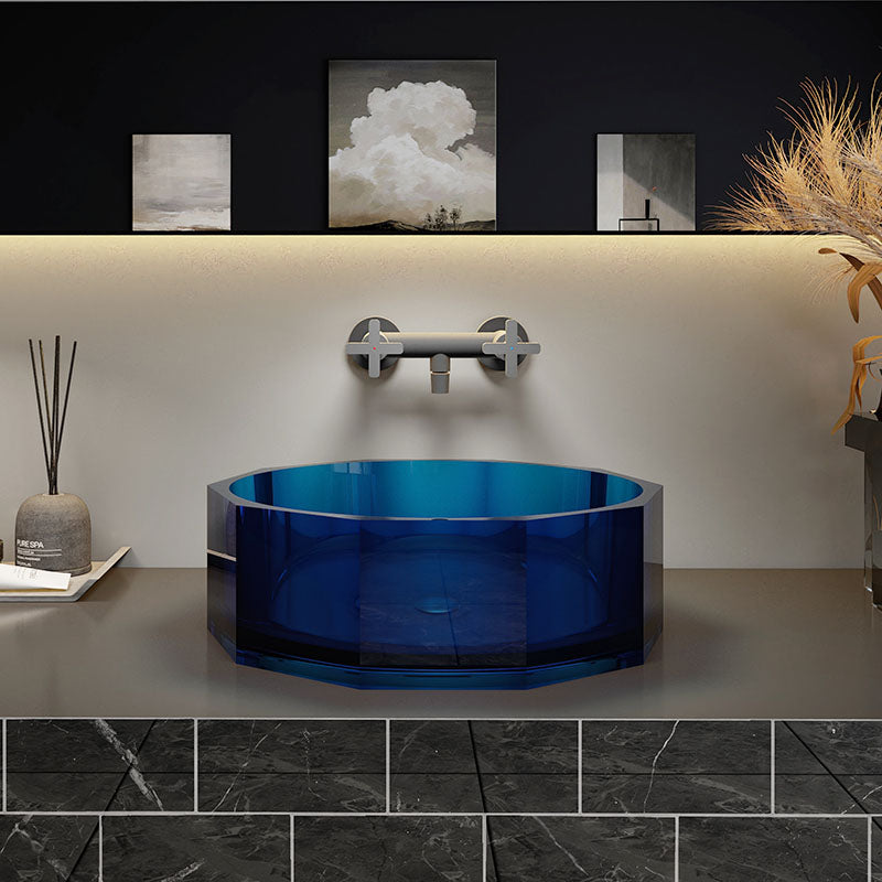 Modern Wash Stand Transparent Solid Color Resin Bathroom Sink(Not Included Faucet)
