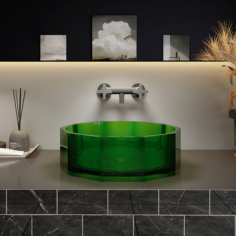 Modern Wash Stand Transparent Solid Color Resin Bathroom Sink(Not Included Faucet)