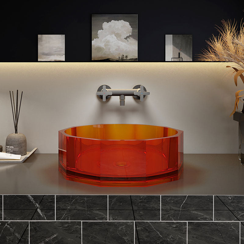 Modern Wash Stand Transparent Solid Color Resin Bathroom Sink(Not Included Faucet)