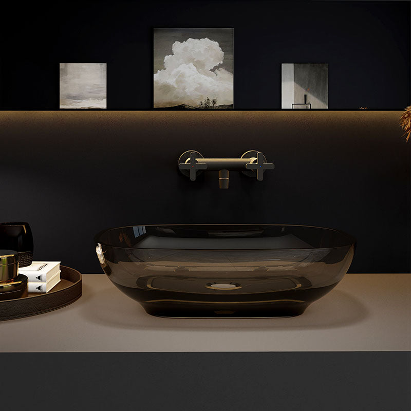 Modern Wash Stand Transparent Solid Color Resin Bathroom Sink(Not Included Faucet)
