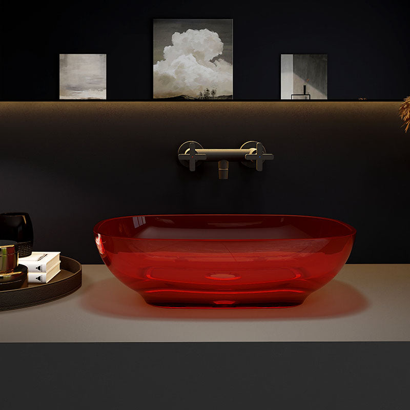 Modern Wash Stand Transparent Solid Color Resin Bathroom Sink(Not Included Faucet)