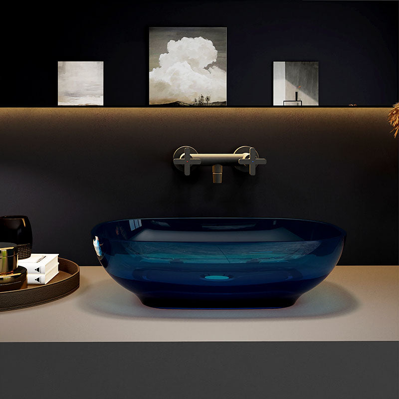 Modern Wash Stand Transparent Solid Color Resin Bathroom Sink(Not Included Faucet)