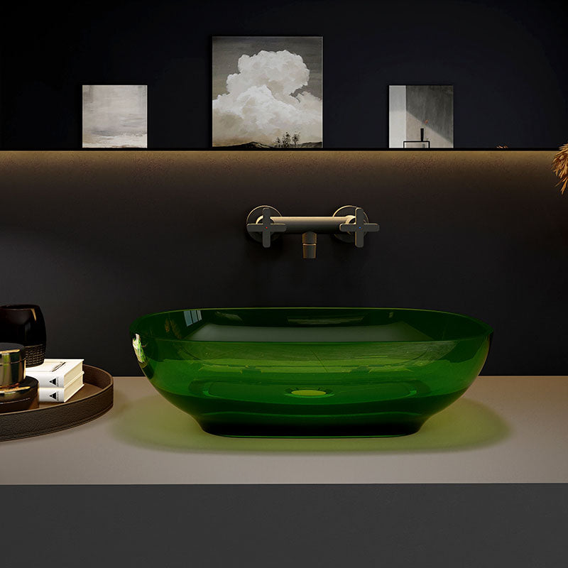 Modern Wash Stand Transparent Solid Color Resin Bathroom Sink(Not Included Faucet)