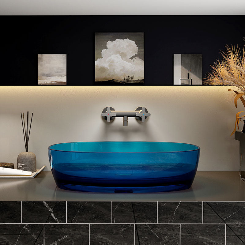 Modern Wash Stand Transparent Solid Color Resin Bathroom Sink(Not Included Faucet)