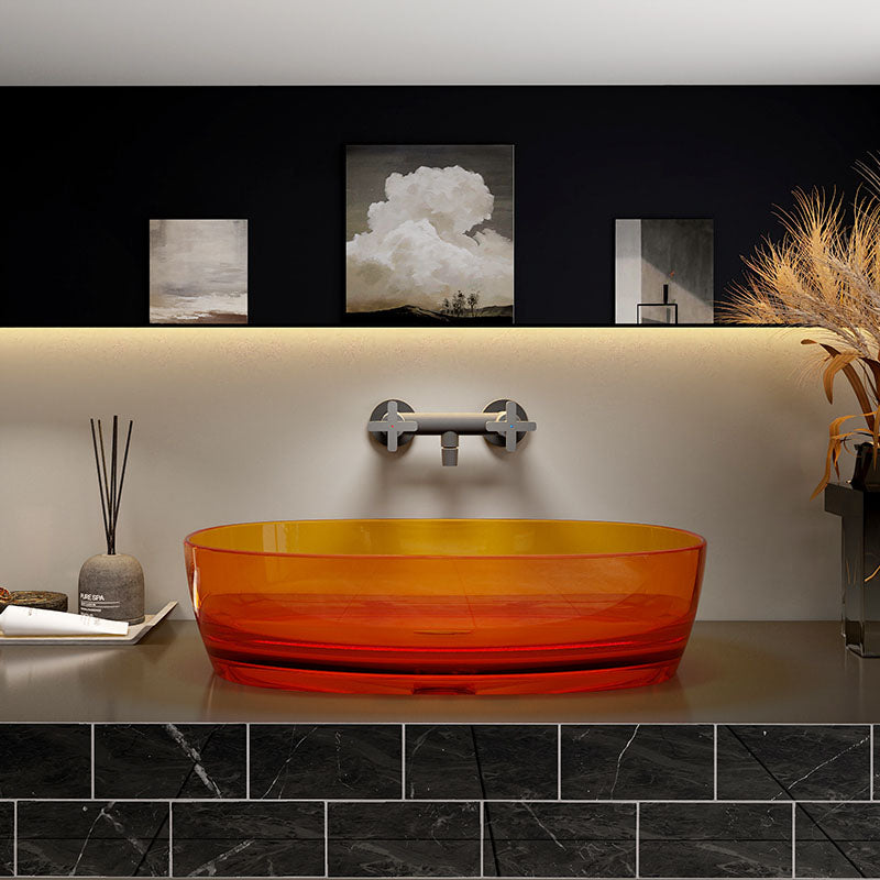Modern Wash Stand Transparent Solid Color Resin Bathroom Sink(Not Included Faucet)