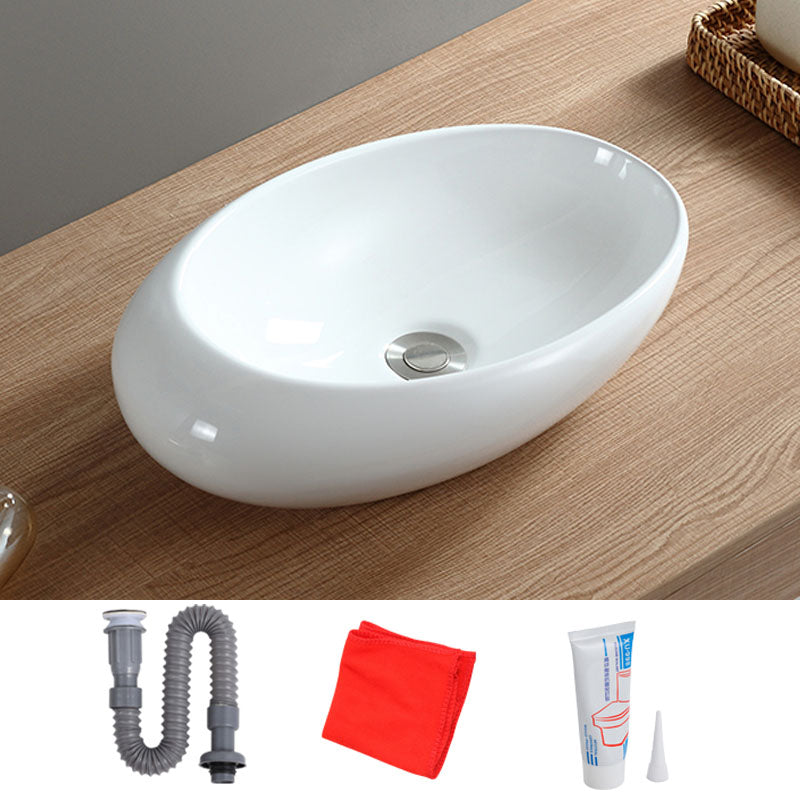 White Bathroom Sink Vessel Porcelain Bathroom Sink (Not Including Faucet)