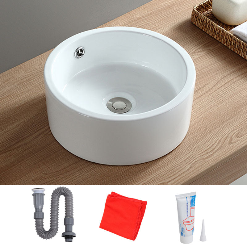 White Bathroom Sink Vessel Porcelain Bathroom Sink (Not Including Faucet)