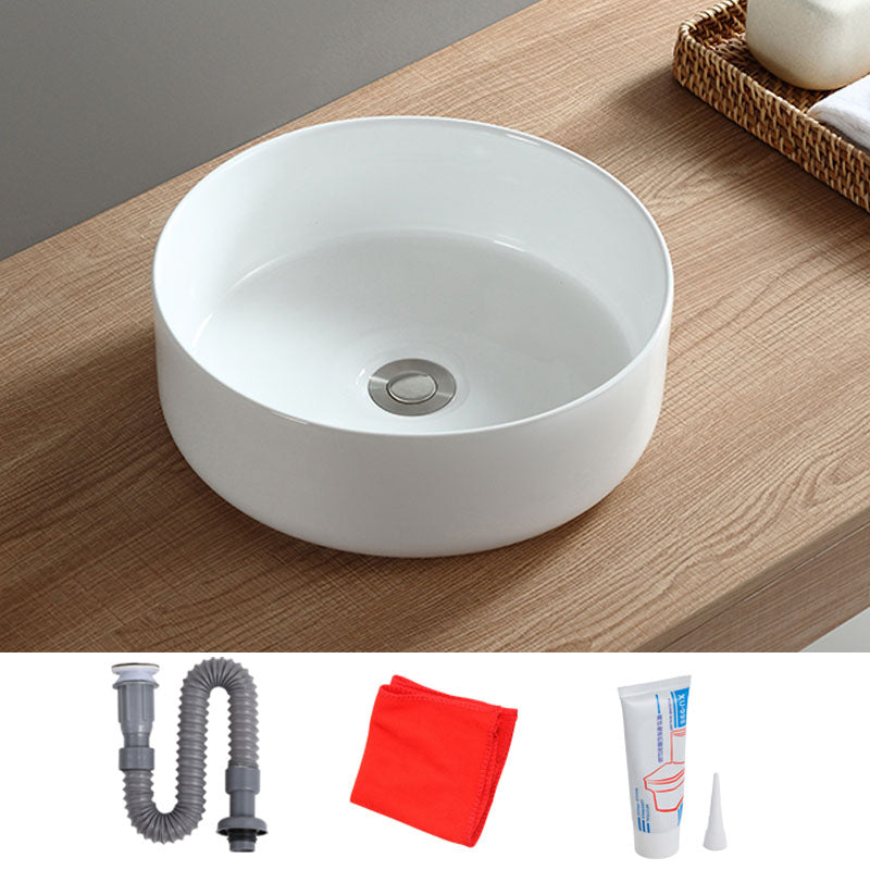 White Bathroom Sink Vessel Porcelain Bathroom Sink (Not Including Faucet)