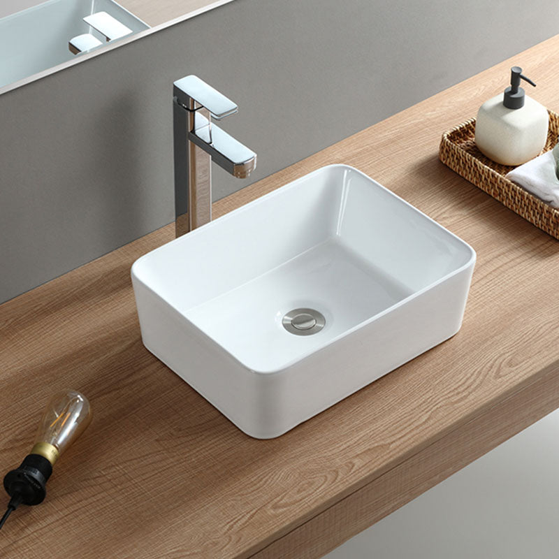 White Bathroom Sink Vessel Porcelain Bathroom Sink (Not Including Faucet)