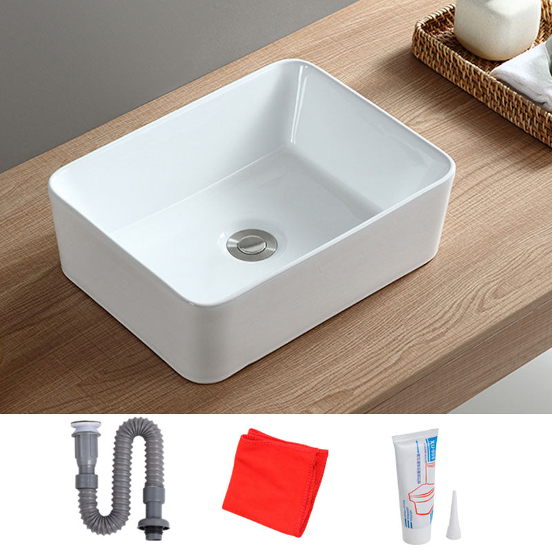 White Bathroom Sink Vessel Porcelain Bathroom Sink (Not Including Faucet)