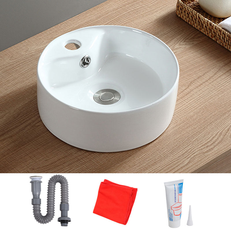 White Bathroom Sink Vessel Porcelain Bathroom Sink (Not Including Faucet)