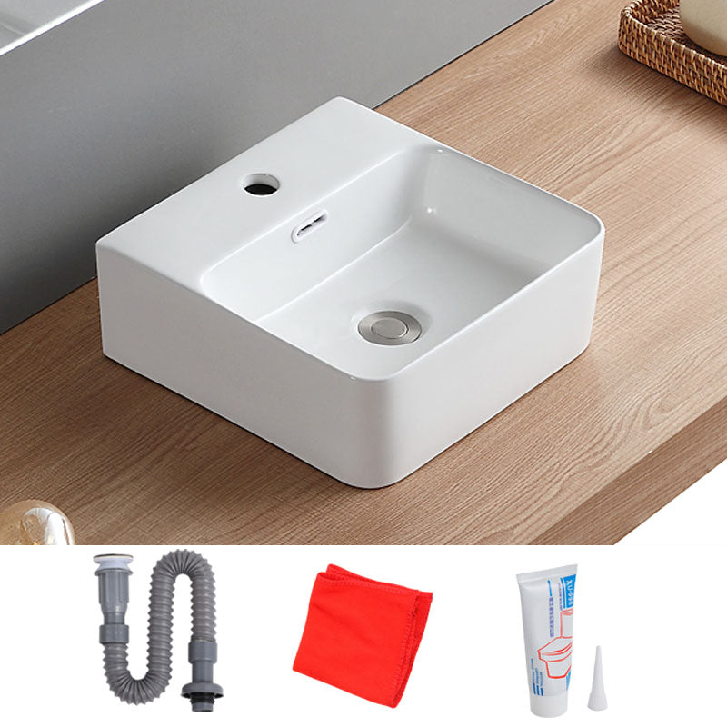 White Bathroom Sink Vessel Porcelain Bathroom Sink (Not Including Faucet)