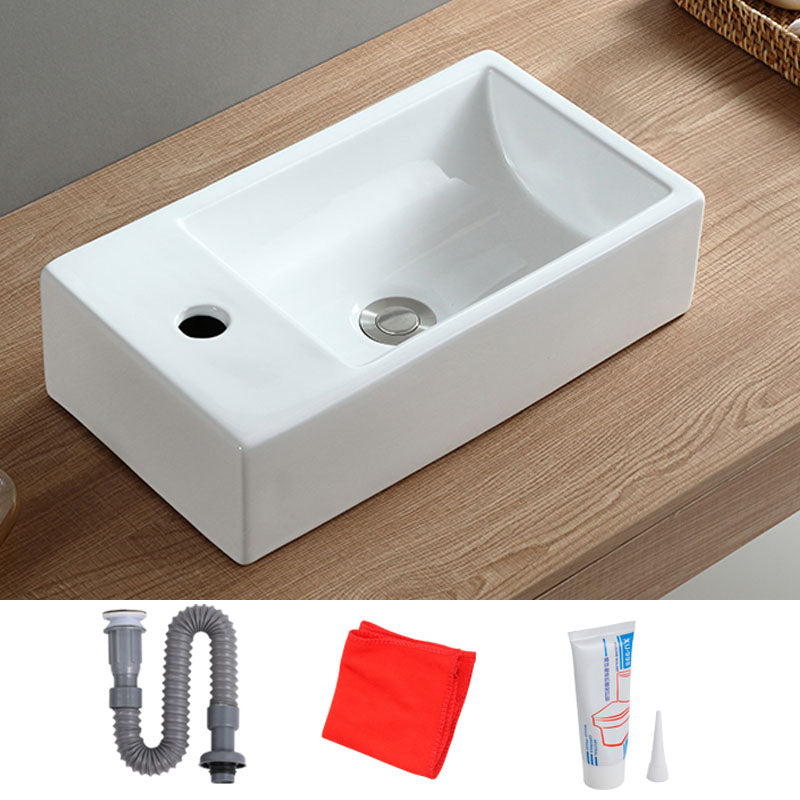 White Bathroom Sink Vessel Porcelain Bathroom Sink (Not Including Faucet)