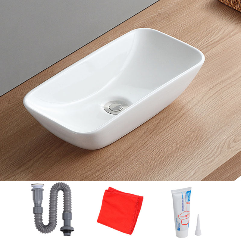 White Bathroom Sink Vessel Porcelain Bathroom Sink (Not Including Faucet)