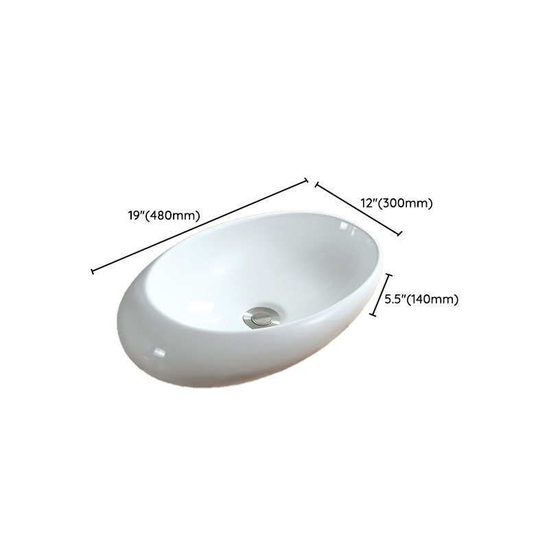 White Bathroom Sink Vessel Porcelain Bathroom Sink (Not Including Faucet)