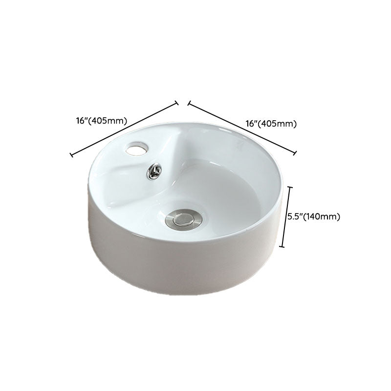 White Bathroom Sink Vessel Porcelain Bathroom Sink (Not Including Faucet)