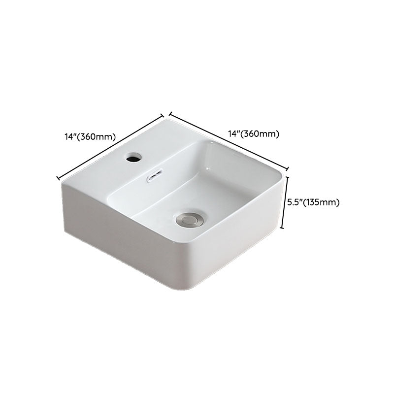 White Bathroom Sink Vessel Porcelain Bathroom Sink (Not Including Faucet)