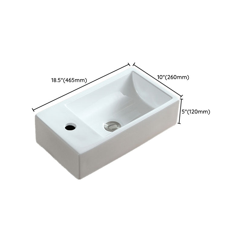 White Bathroom Sink Vessel Porcelain Bathroom Sink (Not Including Faucet)