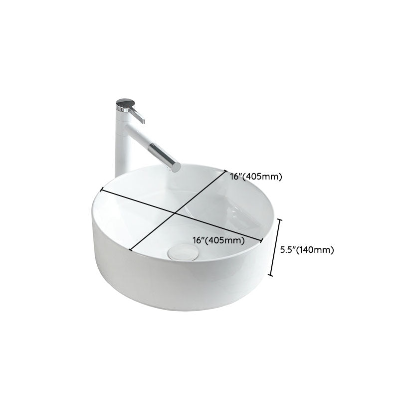 Contemporary Bathroom Sink White Porcelain Vessel Lavatory Sink Only