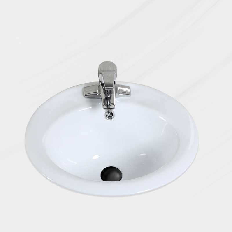 Classical Basin Sink Solid Color Porcelain Bathroom Sink in White