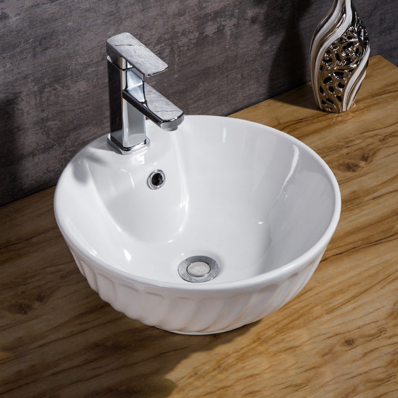 Modern Bathroom Sink Solid Color Porcelain Vessel Bathroom Sink