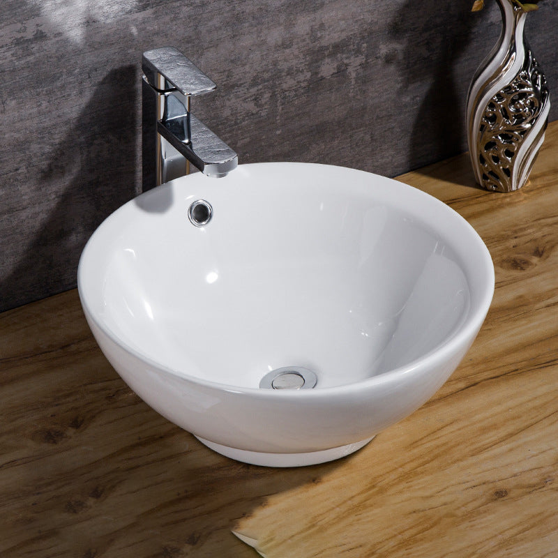Modern Bathroom Sink Solid Color Porcelain Vessel Bathroom Sink