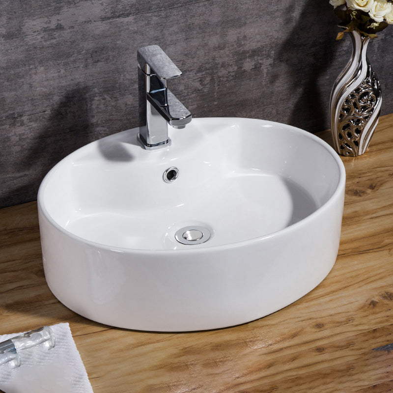 Modern Bathroom Sink Solid Color Porcelain Vessel Bathroom Sink