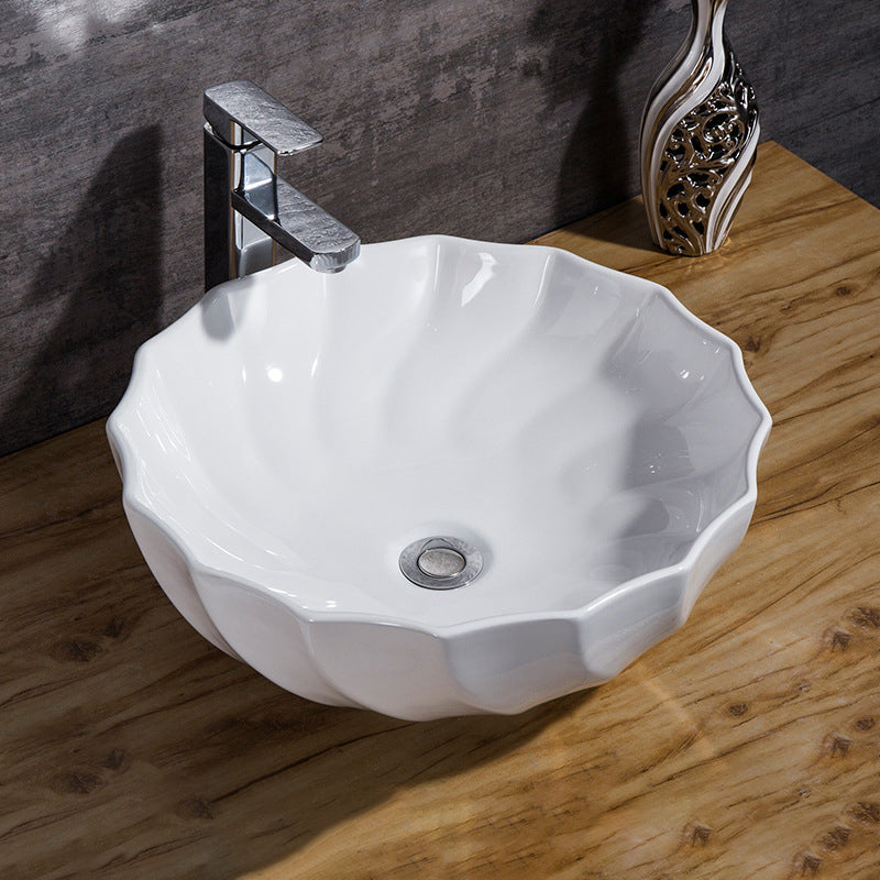 Modern Bathroom Sink Solid Color Porcelain Vessel Bathroom Sink
