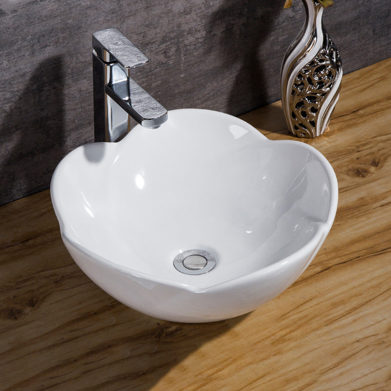 Modern Bathroom Sink Solid Color Porcelain Vessel Bathroom Sink
